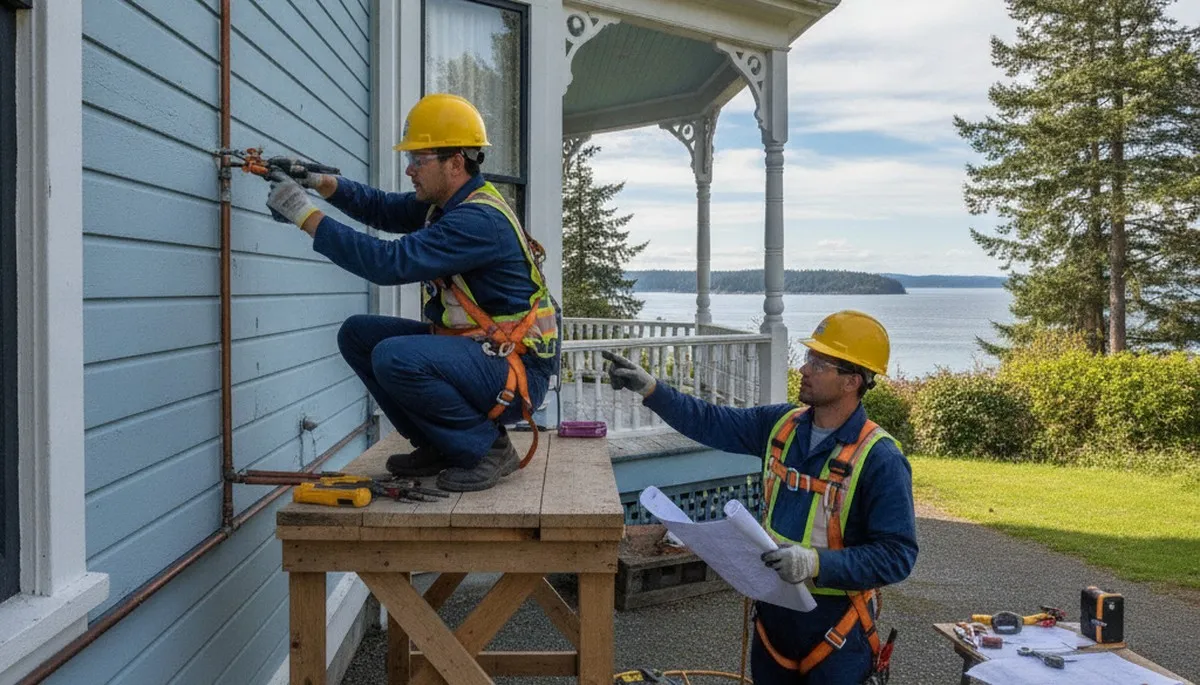 Tacoma, WA plumber repairing plumbing for a local home service call