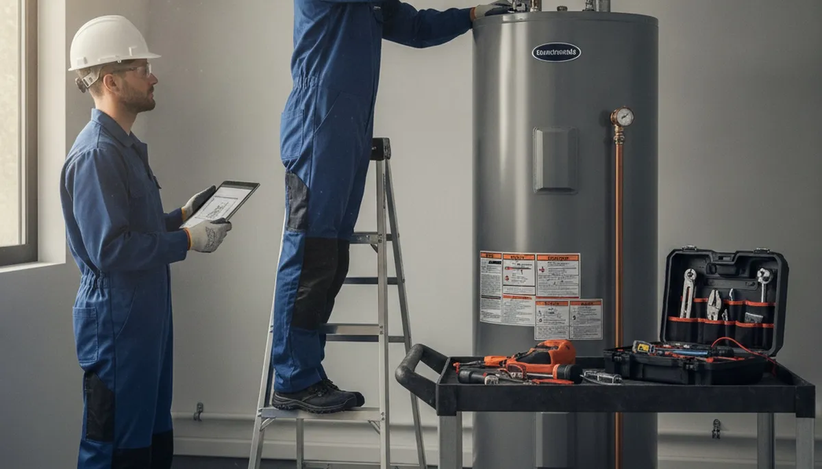 Tacoma, WA plumber repairing a home water heater for reliable hot water service